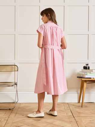 Robe-chemise sans manches coton rayé femme