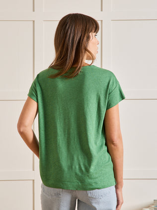 T-shirt col rond femme lin et viscose