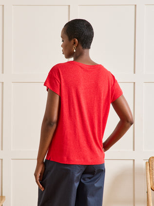 T-shirt col rond femme lin et viscose