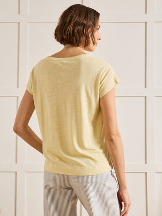 T-shirt col rond femme lin et viscose