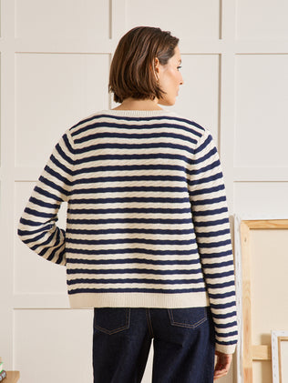 Cardigan rayures et torsades femme