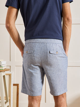 Bermuda coton lin stretch taille élastiquée homme