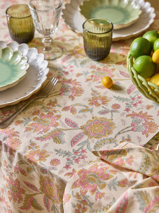 Nappe en coton fleuri indien -  imprimé Pondichery