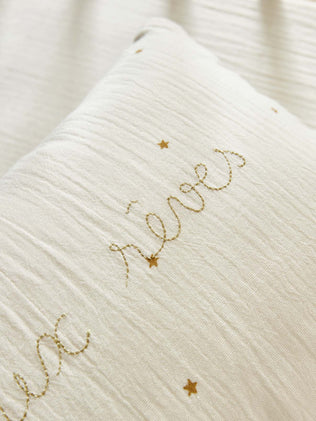Little embroidered cotton gauze pillow - Josephine print