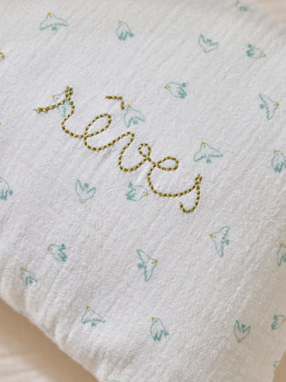 Little embroidered cotton gauze pillow - Josephine print