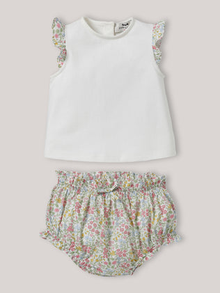 Ensemble T-shirt et bloomer en tissu Liberty Bébé