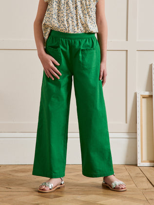 Pantalon large Fille en coton et lin