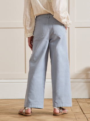 Pantalon large Fille en denim couleur