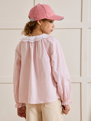 Girl's striped shirt with double collar