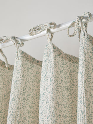 Cotton gauze curtain with ties
